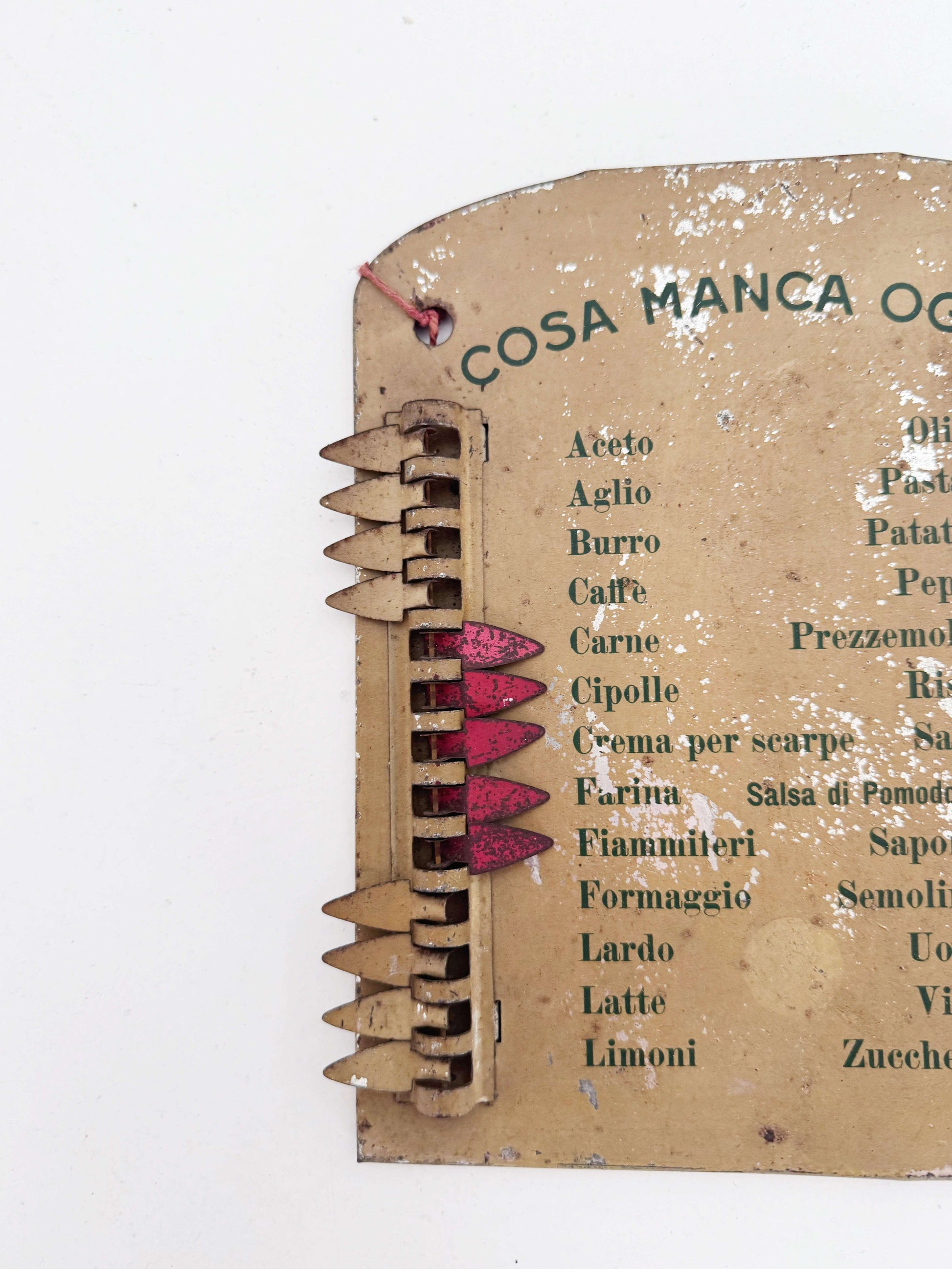 "What's Missing Today?" Tin Kitchen Sign – Italy, 1950s