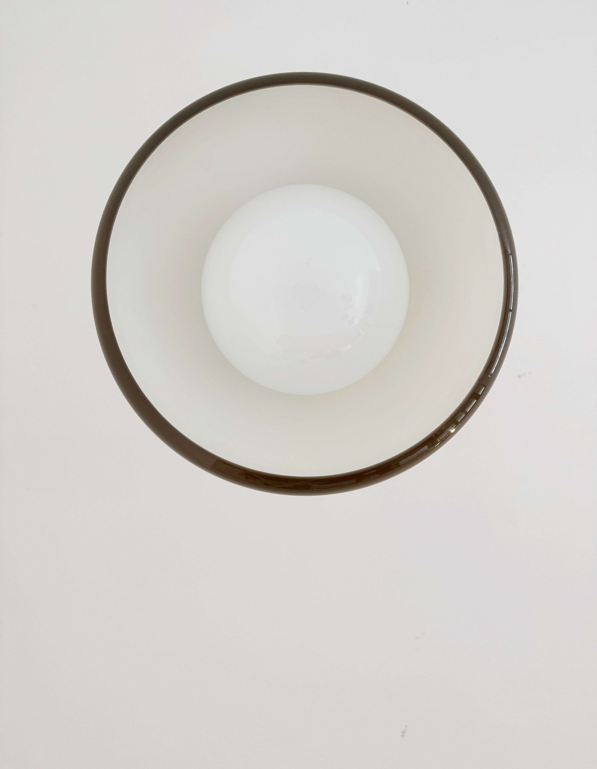 Vintage Tronconi chandelier in brown plexiglass and white glass