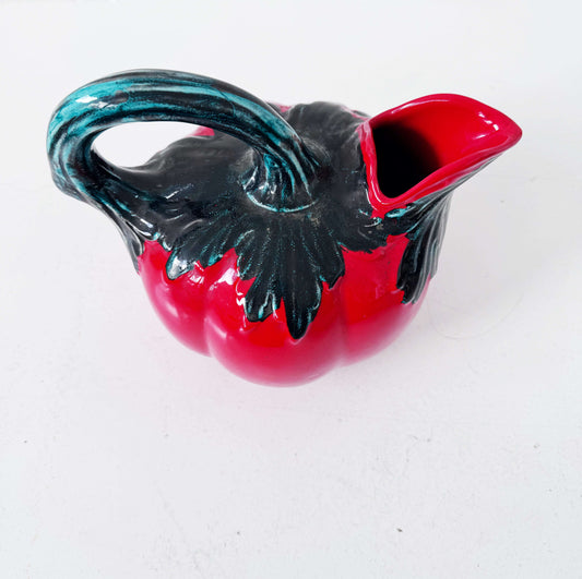 Glazed ceramic tomato-shaped pitcher
