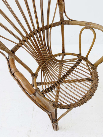 1960s wicker and rattan chair