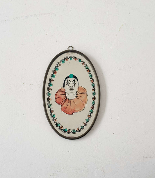 1960s decorated oval wall mirror