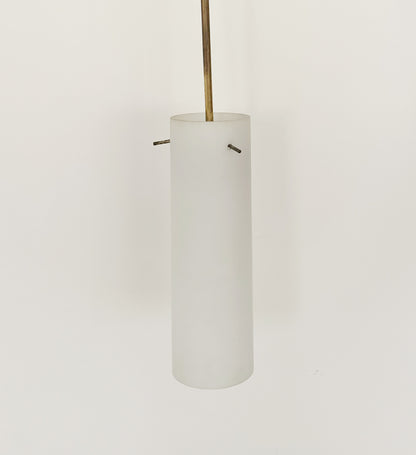 Vintage brass and satin glass chandelier