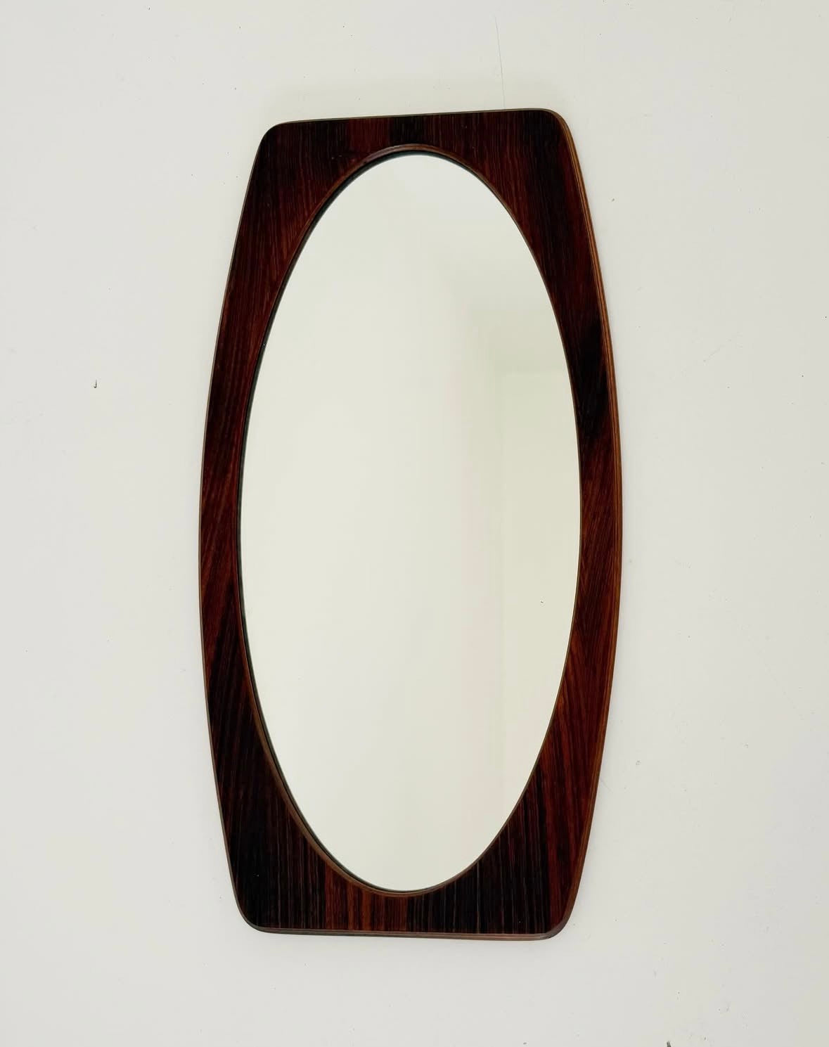 Vintage Mirror with Curved Wood Frame – 1960s