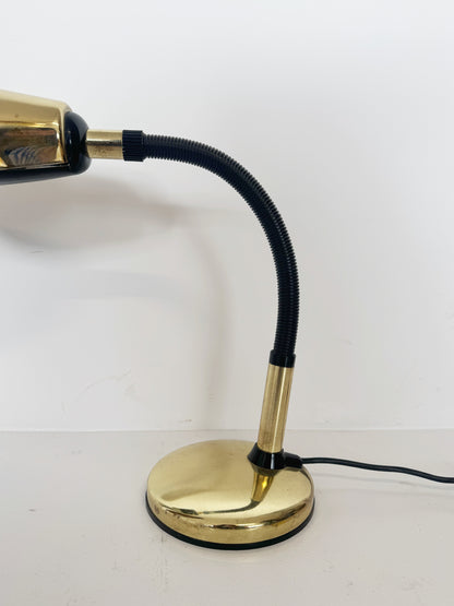 Vintage Table Lamp in Gold Metal and Black Plastic – Adjustable Light