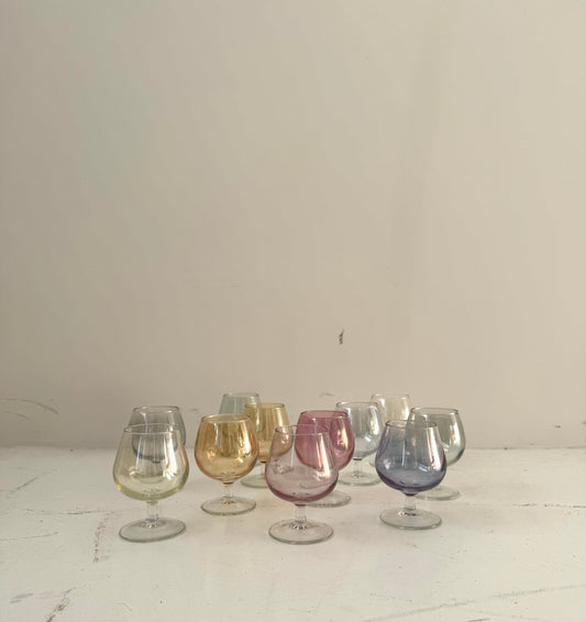 Set di bicchieri vintage in vetro colorato