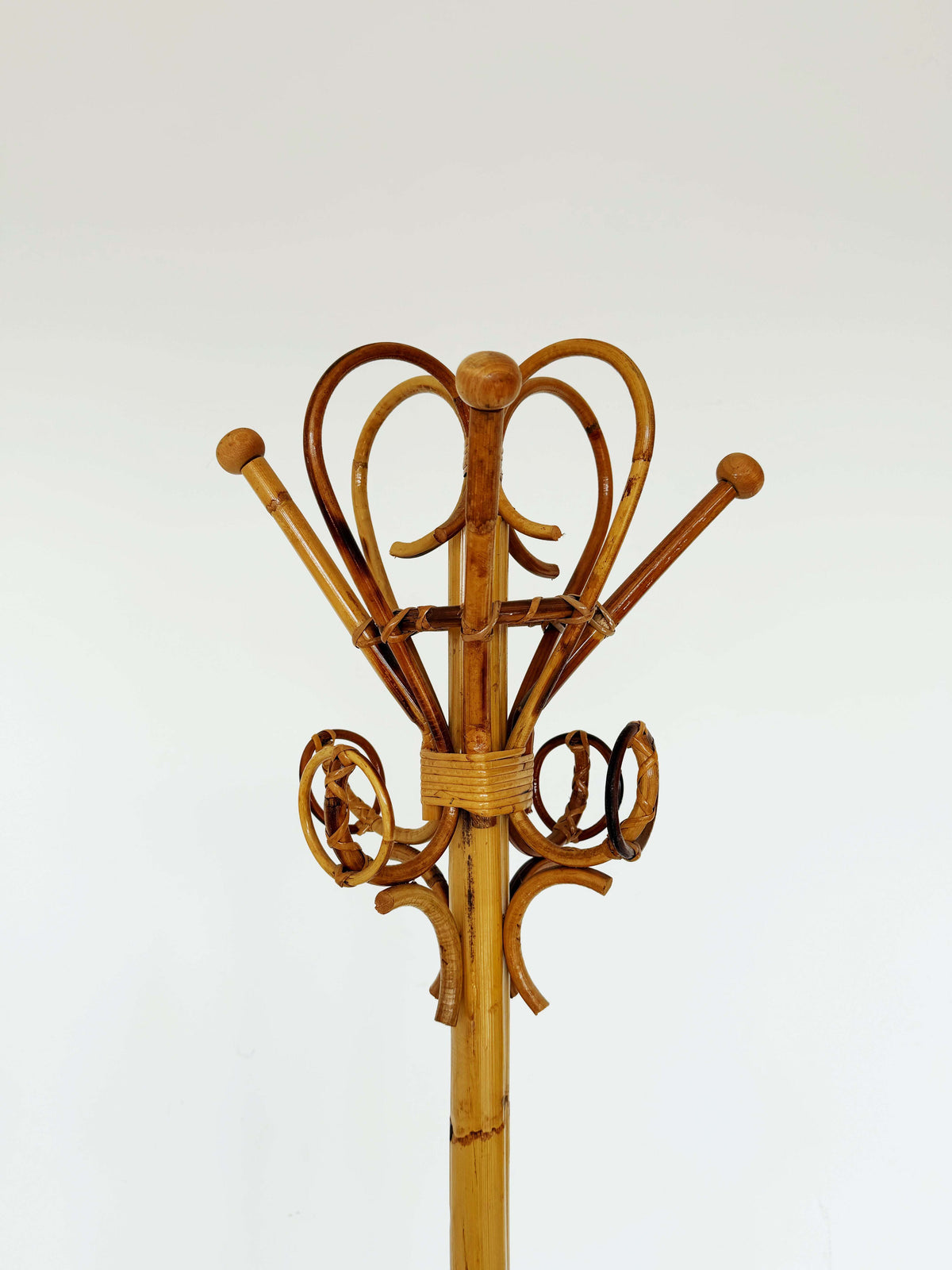 Bamboo and rattan coat stand – 1960s