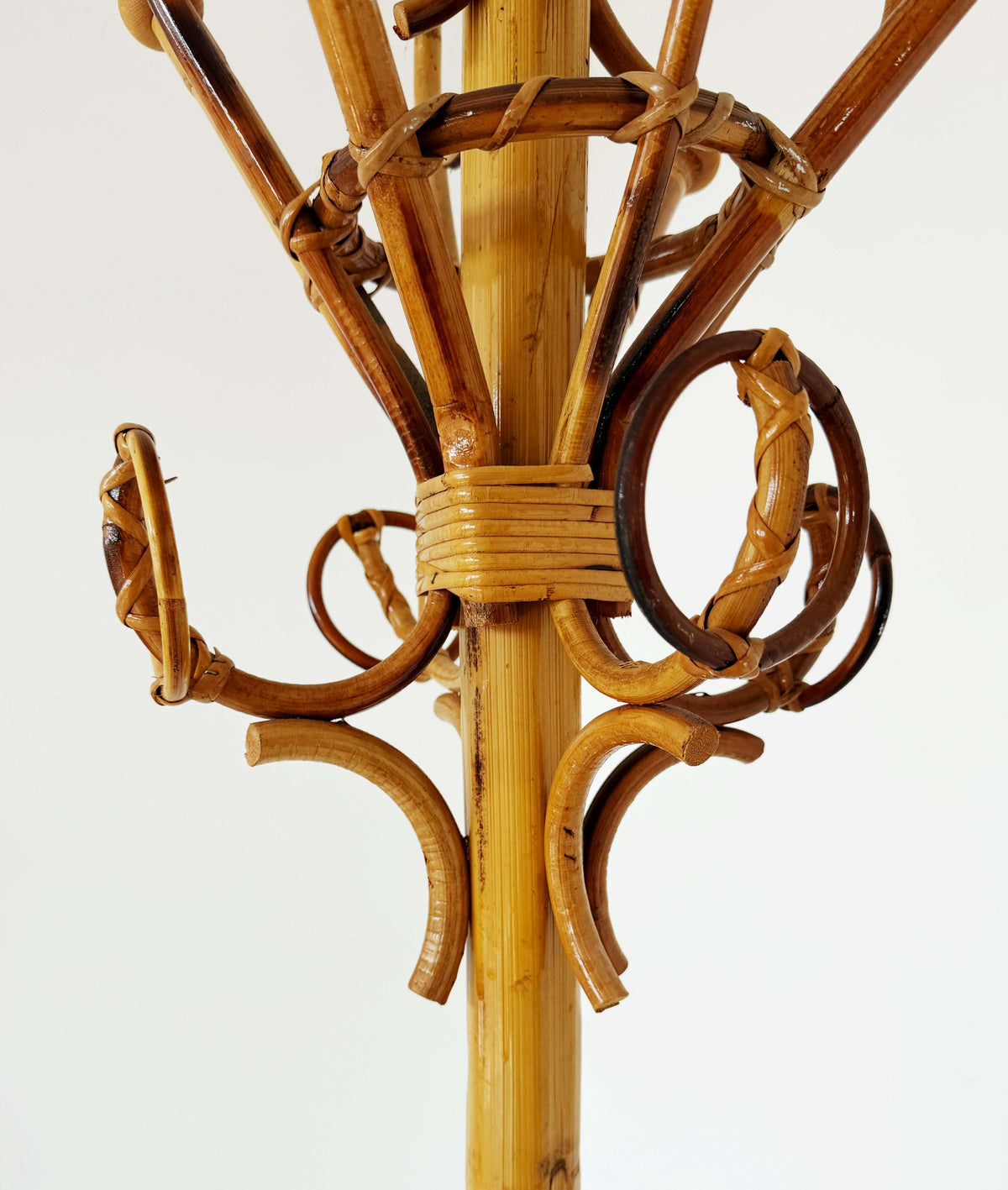 Bamboo and rattan coat stand – 1960s