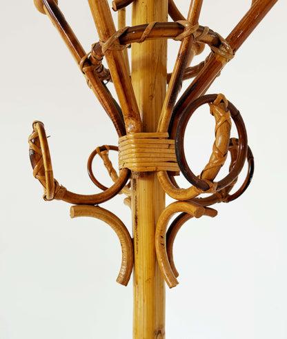 Bamboo and rattan coat stand – 1960s