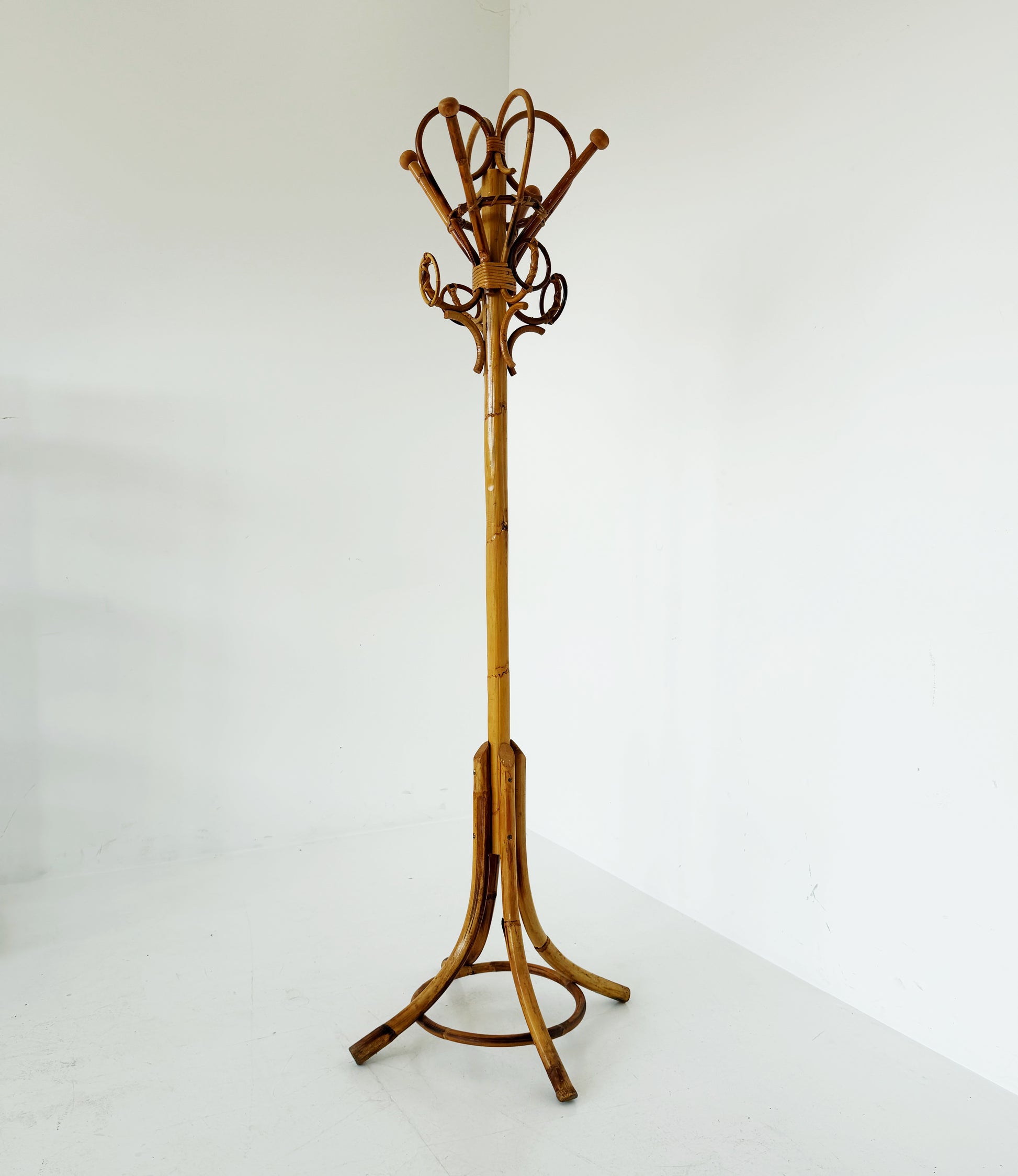Appendiabiti in bamboo e rattan-1960