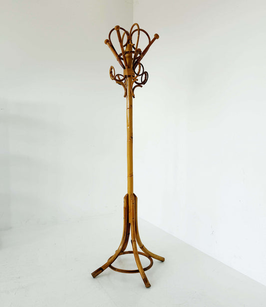 Bamboo and rattan coat stand – 1960s