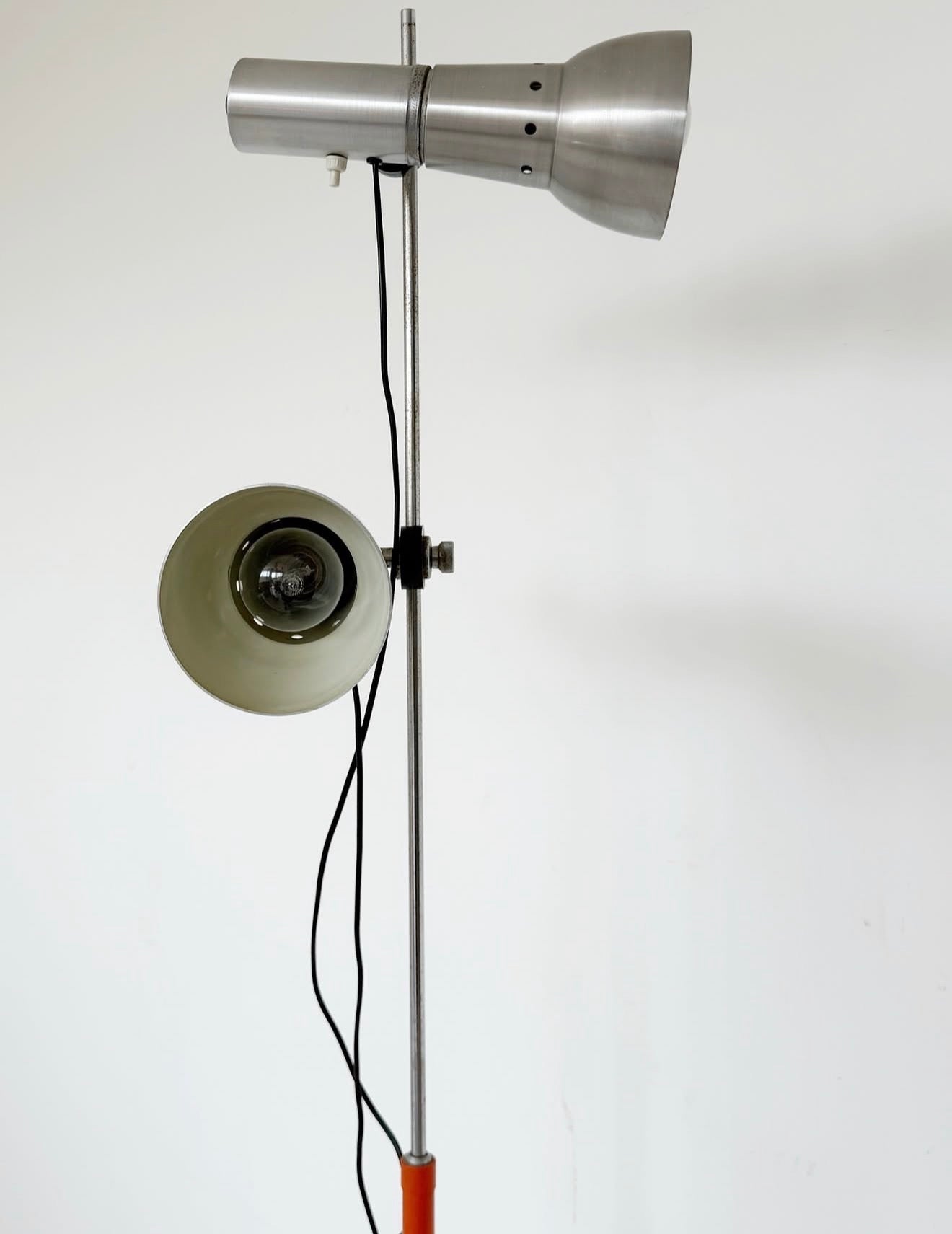 Two-light floor lamp in lacquered metal and aluminum – 1970s