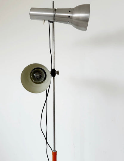 Two-light floor lamp in lacquered metal and aluminum – 1970s
