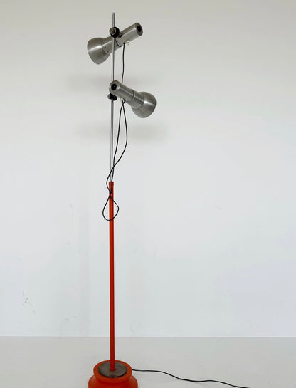 Two-light floor lamp in lacquered metal and aluminum – 1970s