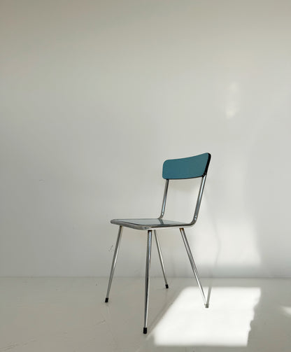 Vintage Metal Chair with Blue Seat