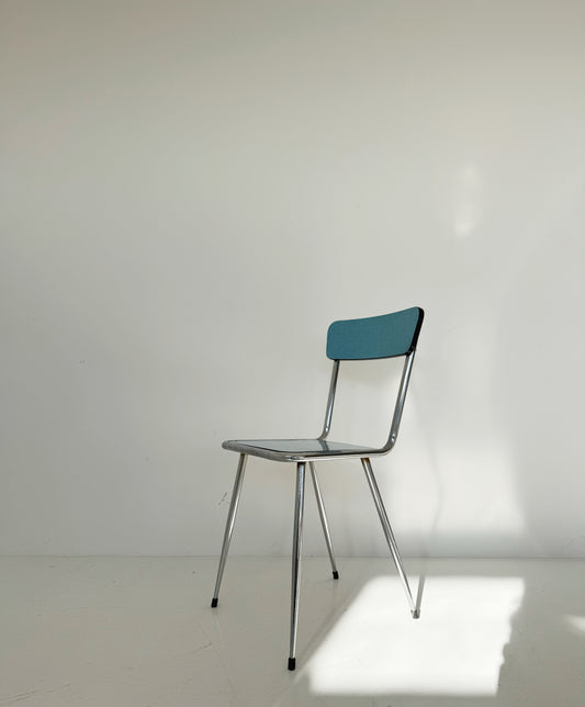 Vintage Metal Chair with Blue Seat