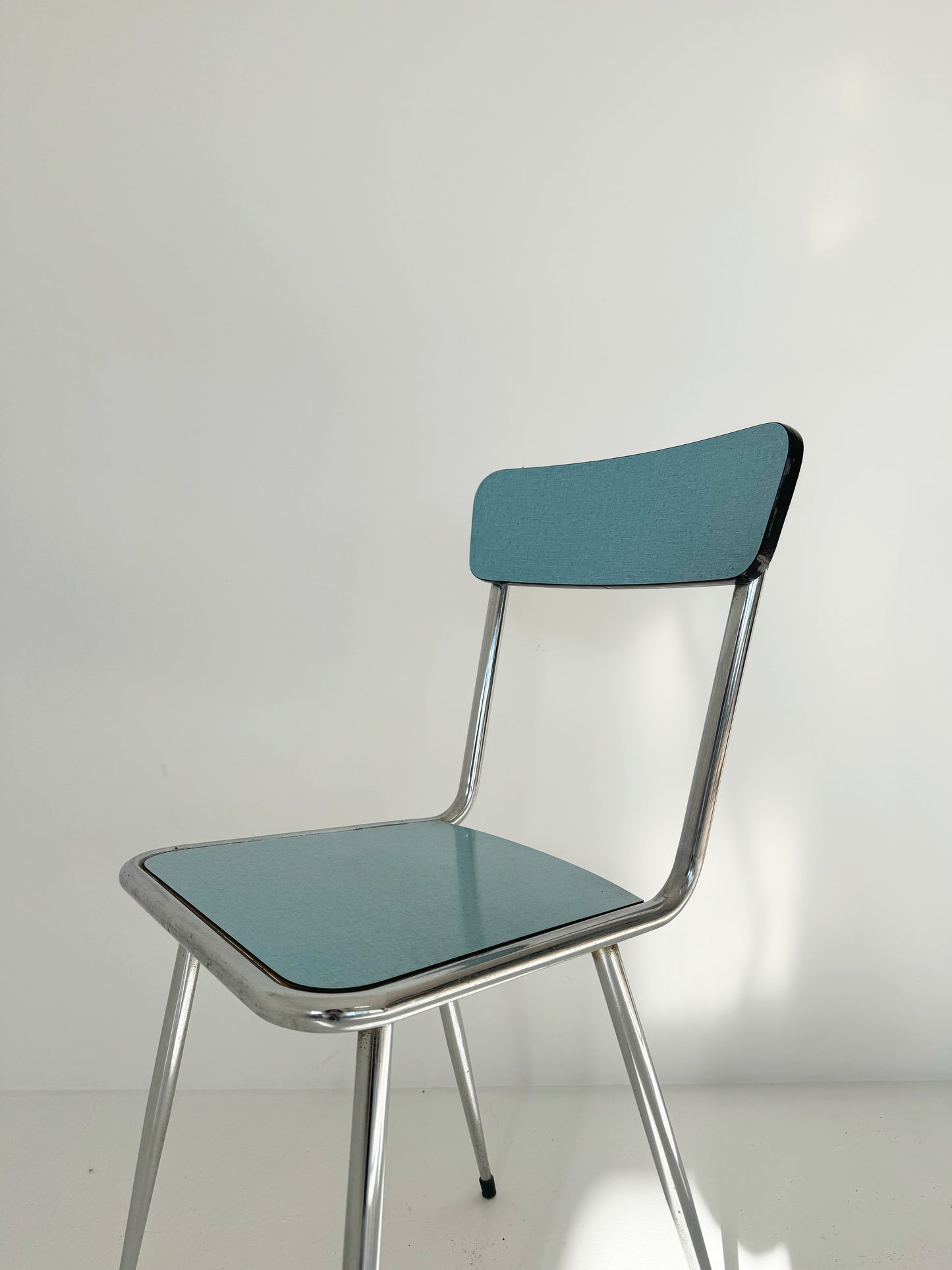 Vintage Metal Chair with Blue Seat