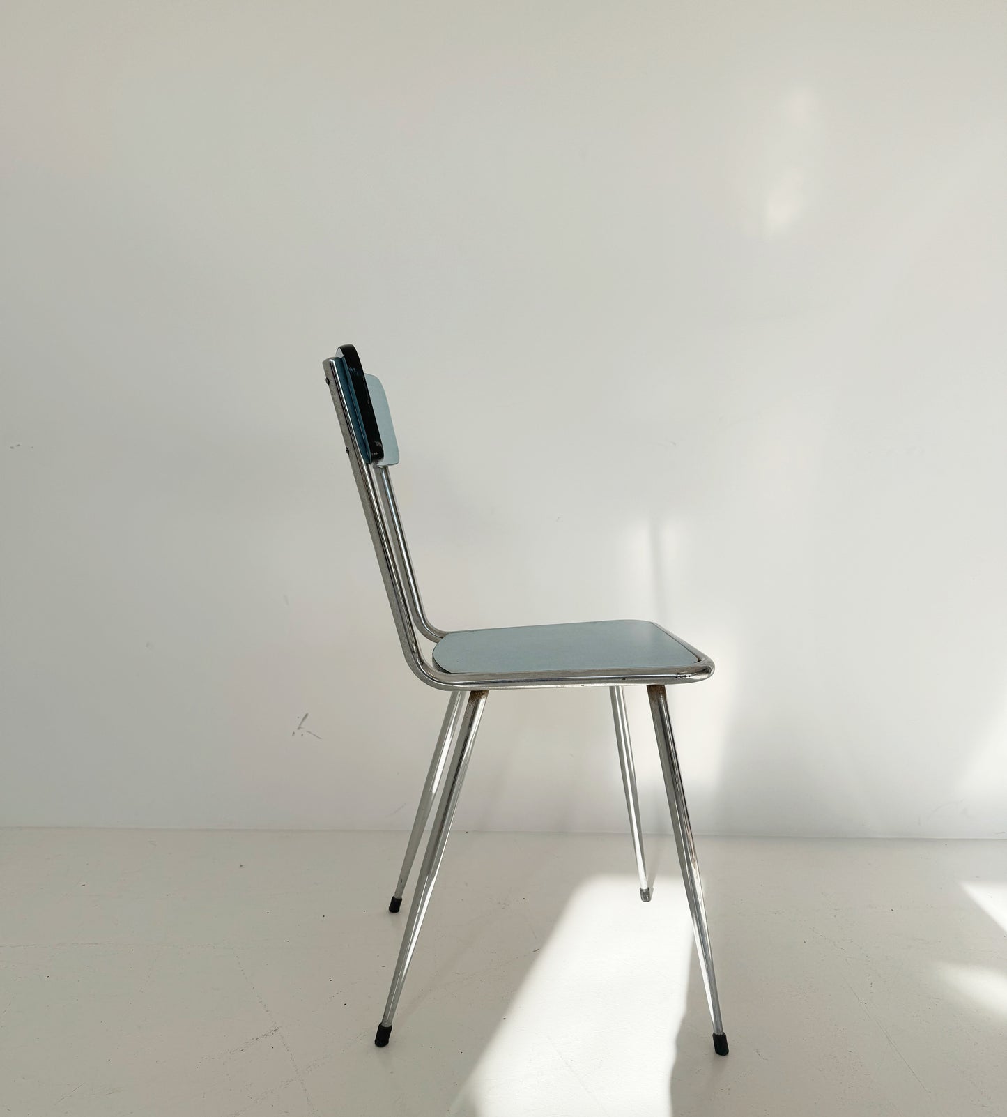 Vintage Metal Chair with Blue Seat