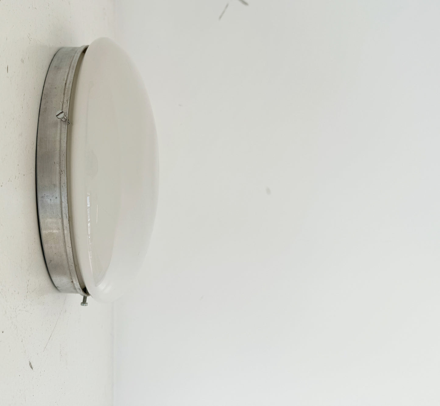 Vintage Chrome-Plated Aluminum Wall Lamp with White Glass Diffuser