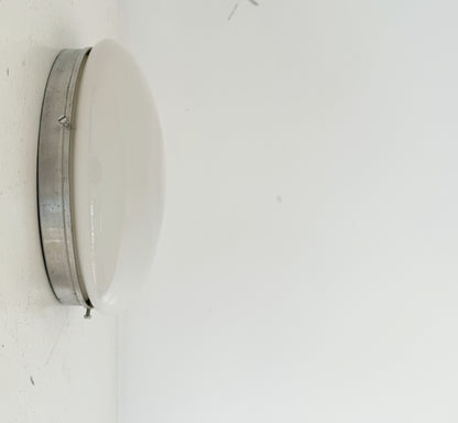 Vintage Chrome-Plated Aluminum Wall Lamp with White Glass Diffuser