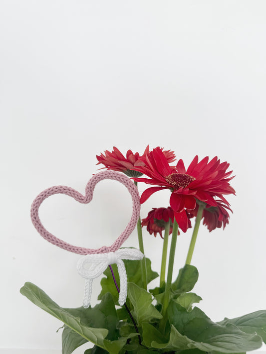 Decorazione per piante a cuore in tricotin – romantica decorazione fatta a mano