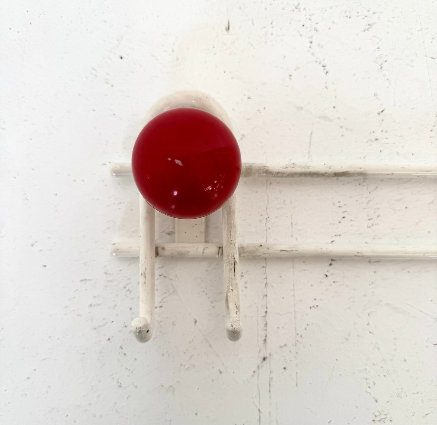 Small Vintage Wall Hook with Red Knobs
