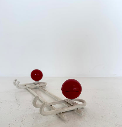 Small Vintage Wall Hook with Red Knobs