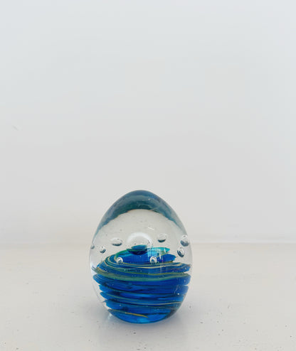Vintage Blue Art Glass Paperweight
