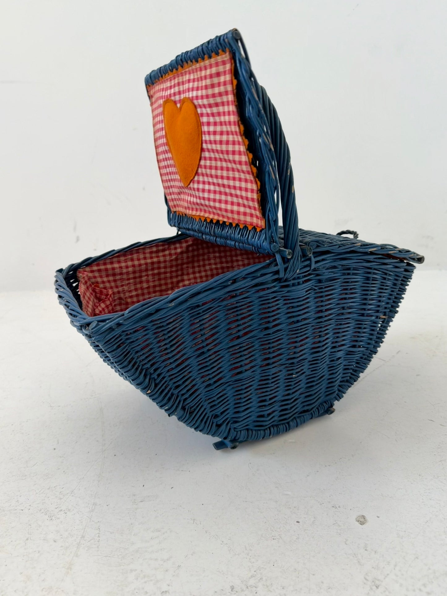 Porta Cucito anni ’60 in vimini blu