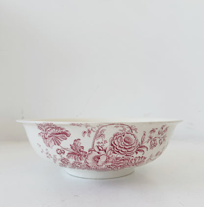 Large Staffordshire pottery bowl with floral decoration