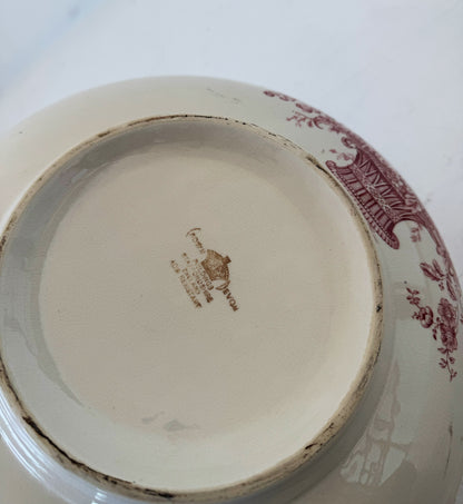 Large Staffordshire pottery bowl with floral decoration