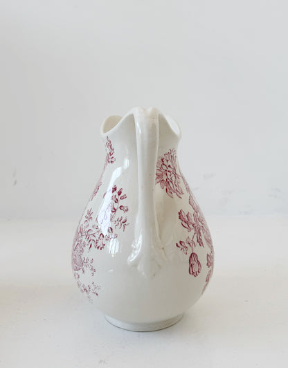 Staffordshire pottery jug with pink floral decoration – 1960s