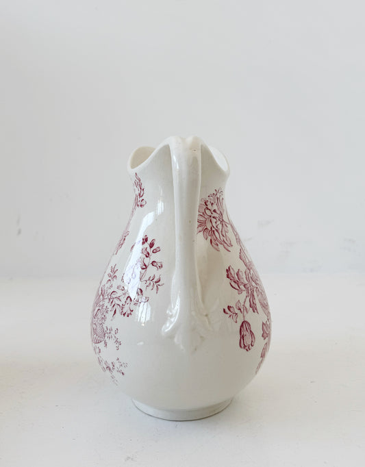 Brocca in ceramica Staffordshire con decorazione floreale rosa – anni '60