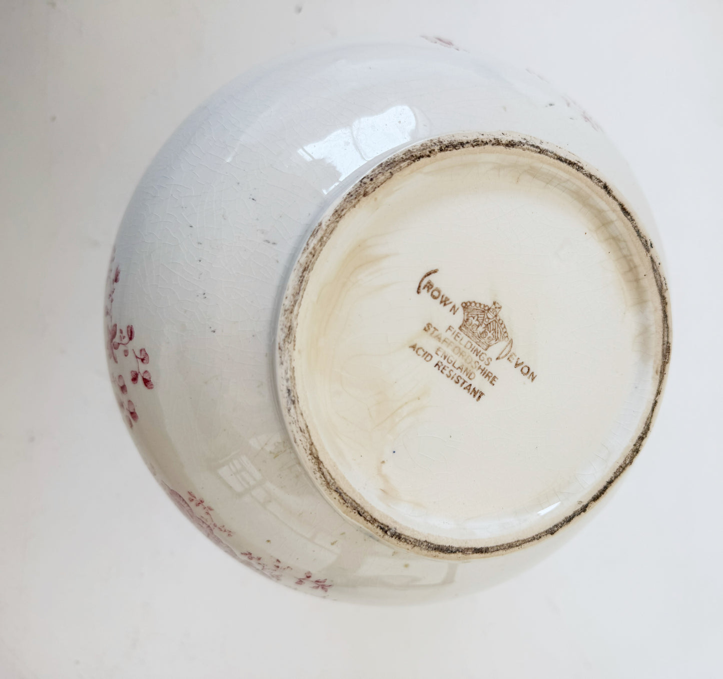 Staffordshire pottery jug with pink floral decoration – 1960s