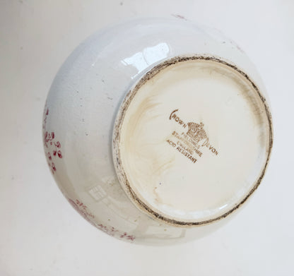 Staffordshire pottery jug with pink floral decoration – 1960s