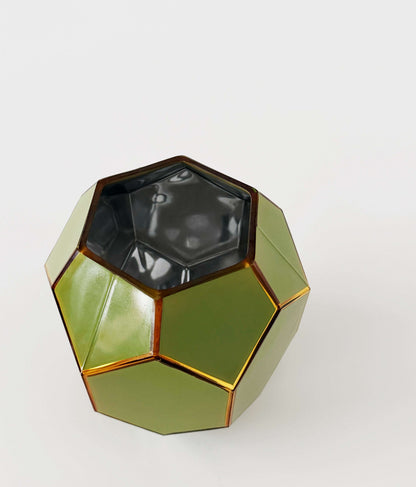 Olive green geometric vase with gold details