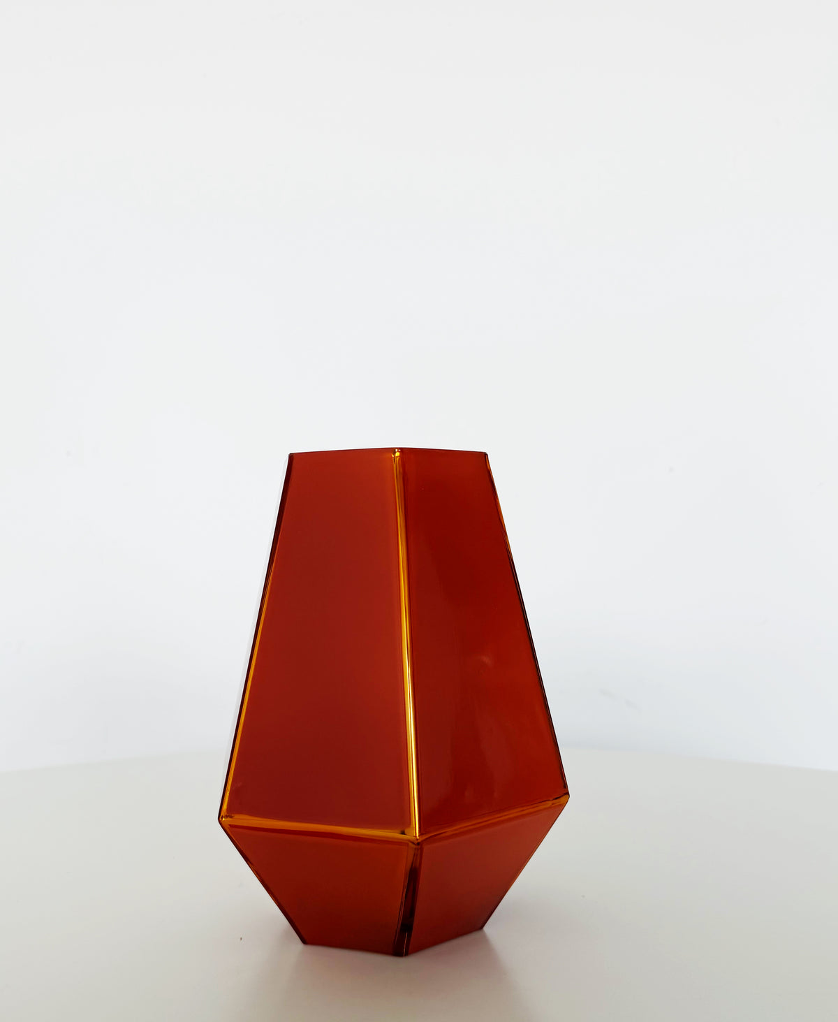 Red geometric glass vase