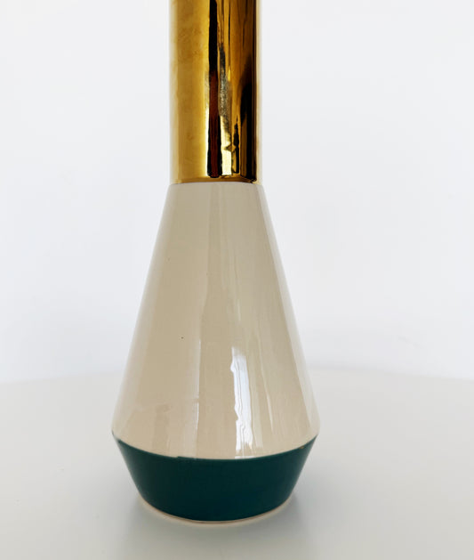 Decorative ceramic vase with gold accents