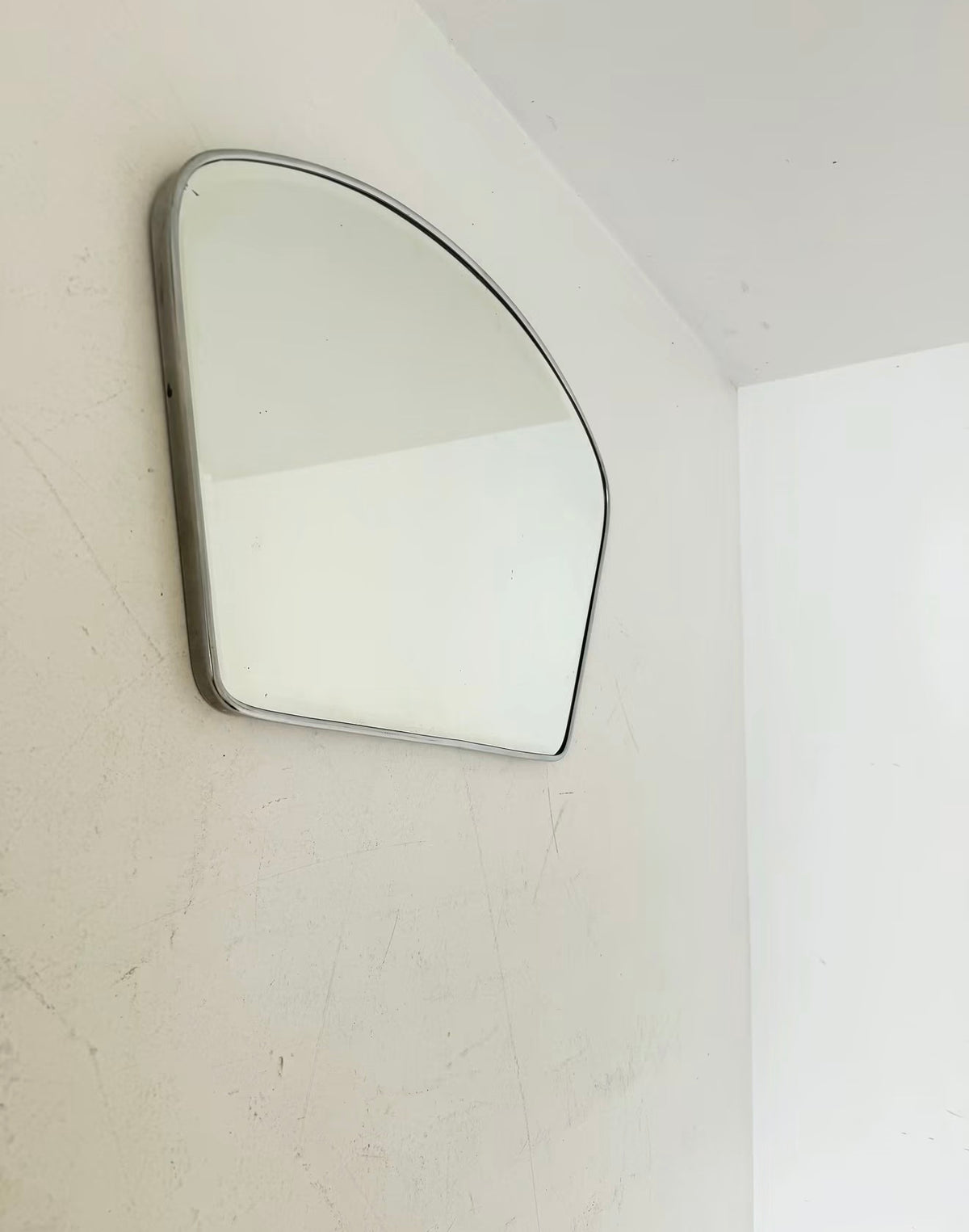 Vintage Asymmetrical Mirror with a Chrome Frame – Mid-Century Design