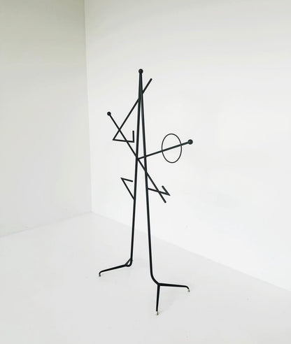 Iron rod floor coat rack