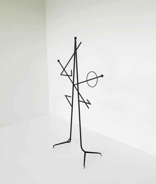 Iron rod floor coat rack