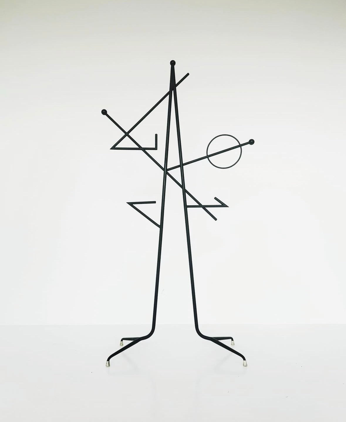 Iron rod floor coat rack