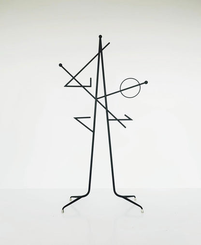 Iron rod floor coat rack