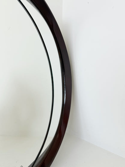 1970s Oval Mirror with a Geometric Metal Frame