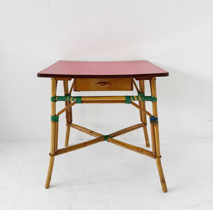Tavolino da caffè in bambù con cassetto – anni '50/'60