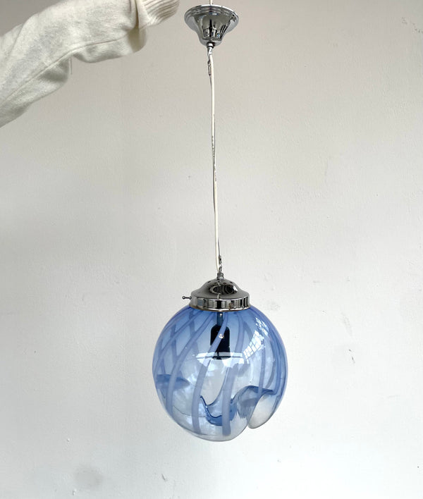 Blue glass chandelier