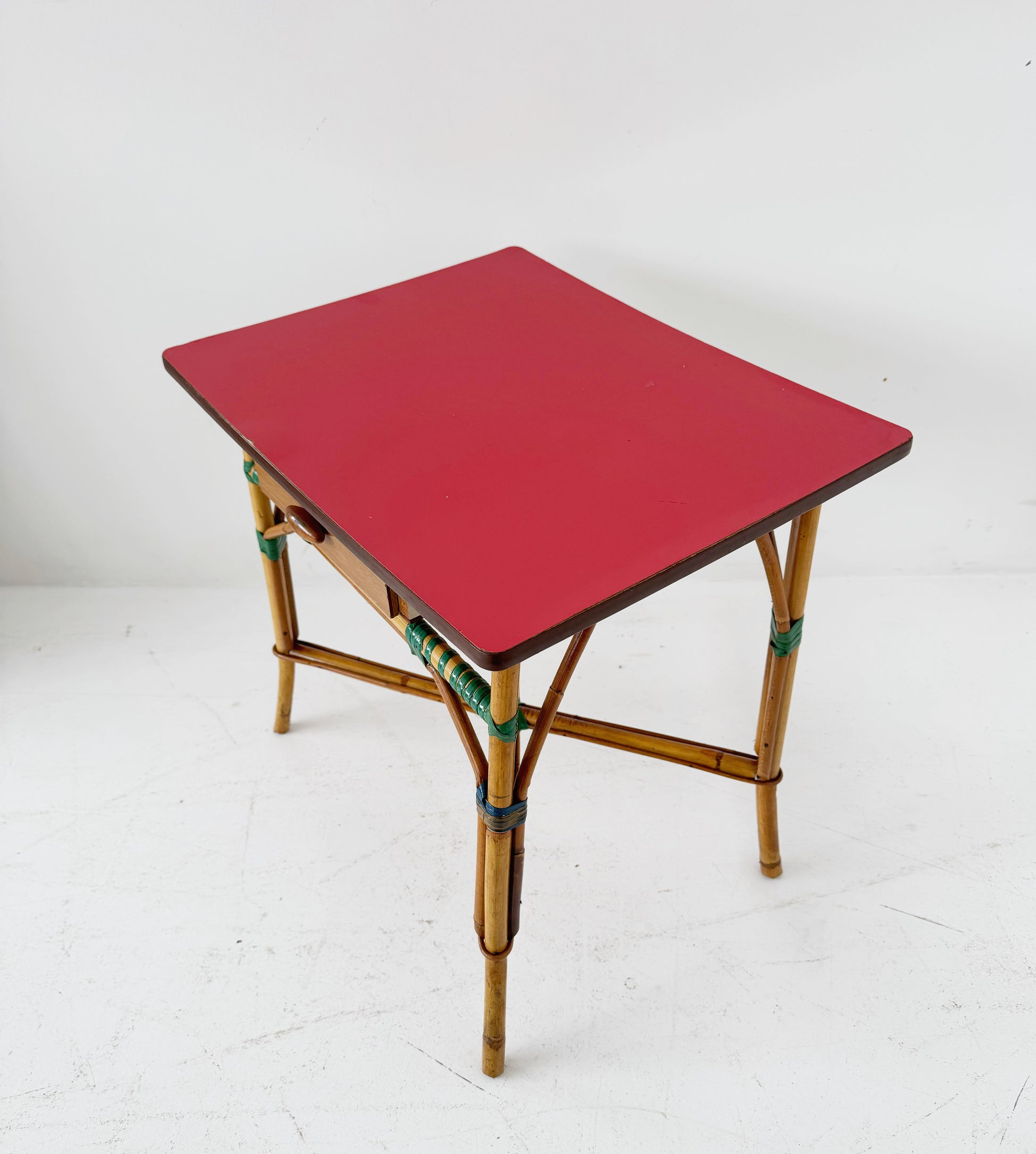 Tavolino da caffè in bambù con cassetto – anni '50/'60