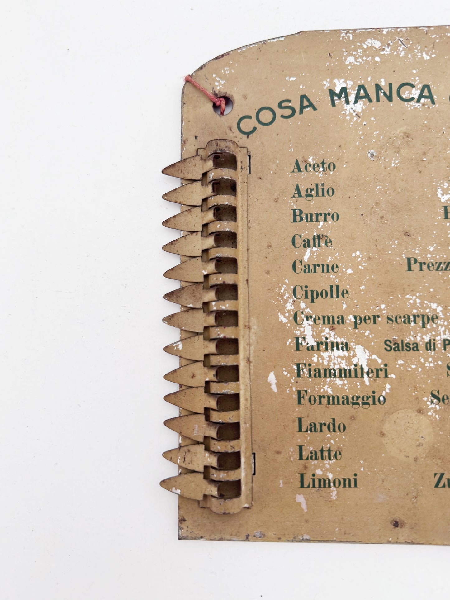 "What's Missing Today?" Tin Kitchen Sign – Italy, 1950s