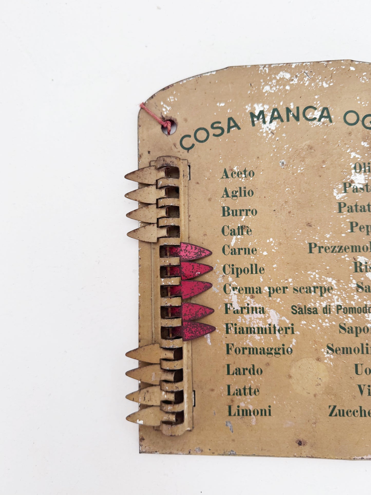 "What's Missing Today?" Tin Kitchen Sign – Italy, 1950s