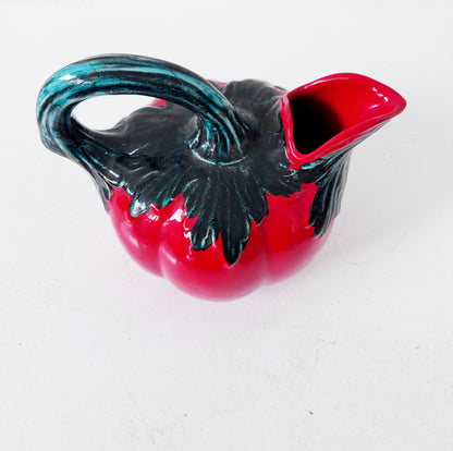 Glazed ceramic tomato-shaped pitcher