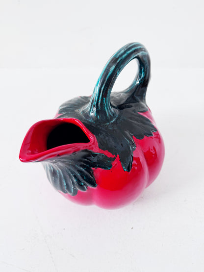 Glazed ceramic tomato-shaped pitcher